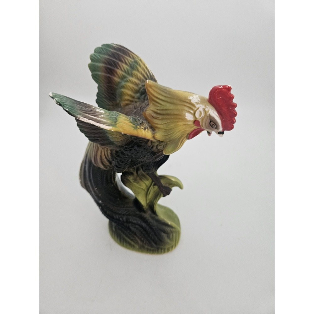 Vintage Hand-painted Ceramic Fighting Rooster Figurine. Made In Japan